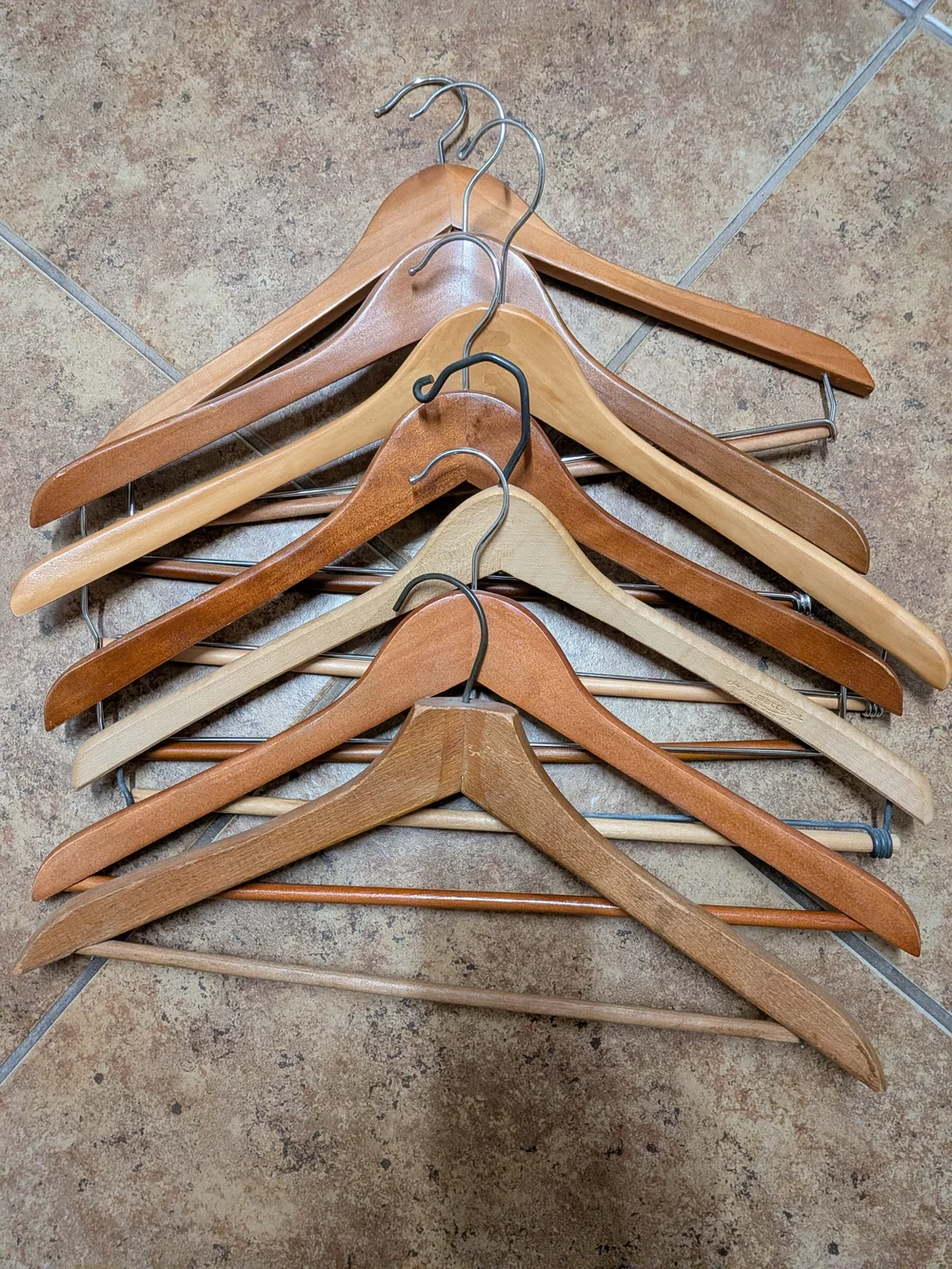 Mixed Wooden Suit Hangers Natural & Dark Wood